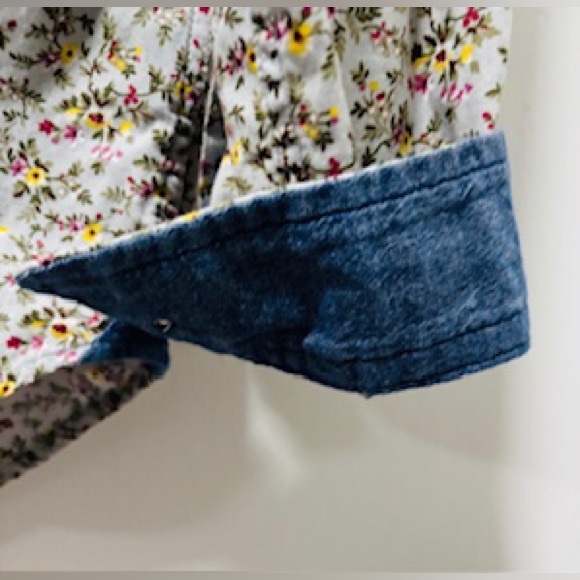 Express Slim Fit Soft Wash Floral Print, Denim Inserts & Trim Long Sleeve Shirt - Picture 5 of 5